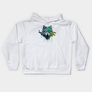 Wolf Splash Art: Colorful Fantasy Painting #4 Kids Hoodie